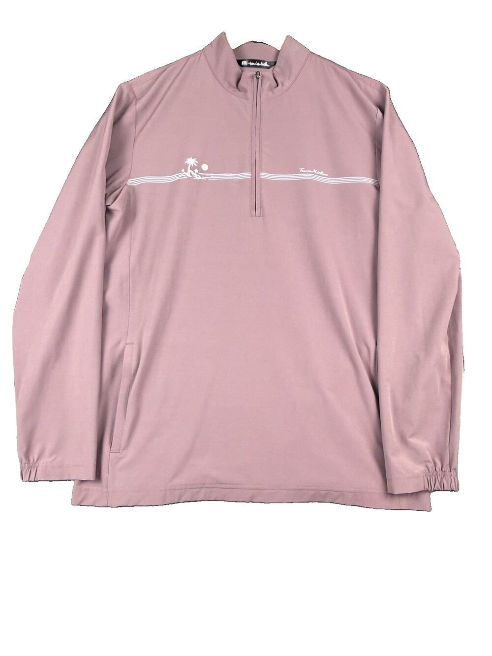 TravisMathew Quarter Zip Pullover Men’s Medium Purple Palm Tree Golf Performance